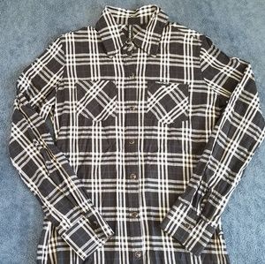 Black and White Plaid Button-down Shirt